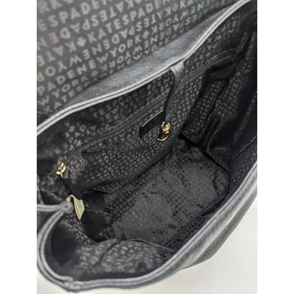 KATE SPADE NY genuine pebbled leather medium backpack- BLACK